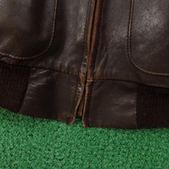 Vintage Cooper Leather Jacket Mens 42 X Tall Brown Bomber Flight Made USA 80s - Picture 3 of 16